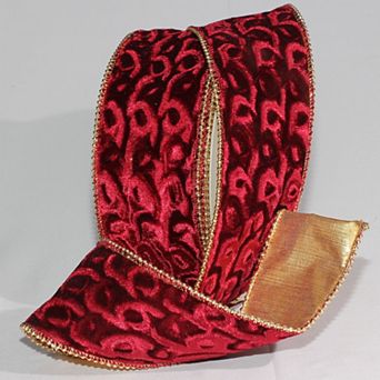 Velvet With Pearl Edge And Gold Backing Wired Craft Ribbon