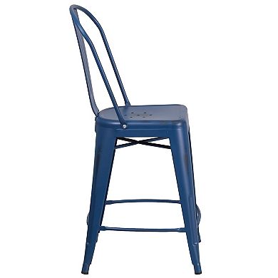 Flash Furniture Commercial Distressed Indoor / Outdoor Counter Stool