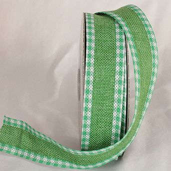 Green And White Rickrack Wired Edge Craft Ribbon 1.5" X 20 Yards