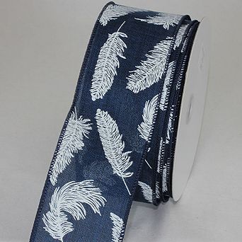 Navy Blue Color Wired Craft Ribbon 1.5" X 27 Yards