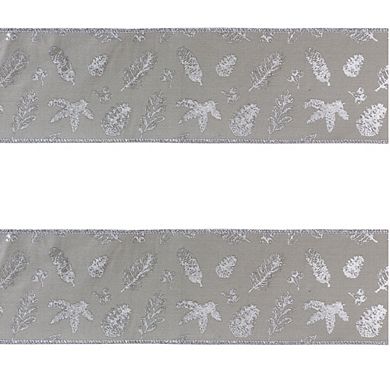 Christmas Wired Polyester Ribbon (set Of 2)