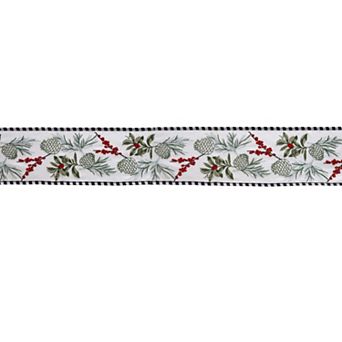 Pine And Berry Wired Polyester Ribbon 4" X 5 Yds.