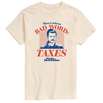 Men's Parks And Recs Bad Word Taxes Graphic Tee
