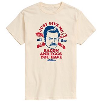 Men's Parks And Recs Ron Bacon Eggs Graphic Tee