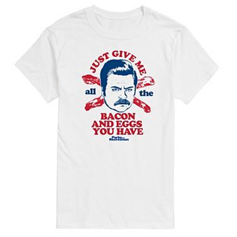 Men's Parks And Recs Ron Bacon Eggs Graphic Tee