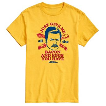 Men's Parks And Recs Ron Bacon Eggs Graphic Tee
