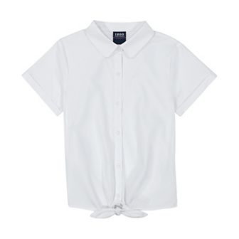 Girls 4-18 IZOD Short Sleeve Tie Front Blouse in Regular & Plus