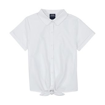 Girls 4-18 IZOD Short Sleeve Tie Front Blouse in Regular & Plus