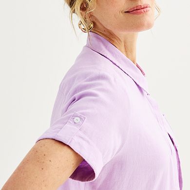 Women's Croft & Barrow® Linen Blend Button-Up Top