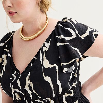 chinese dress ladies V Neck Flutter Sleeve Maxi Dress main image 0
