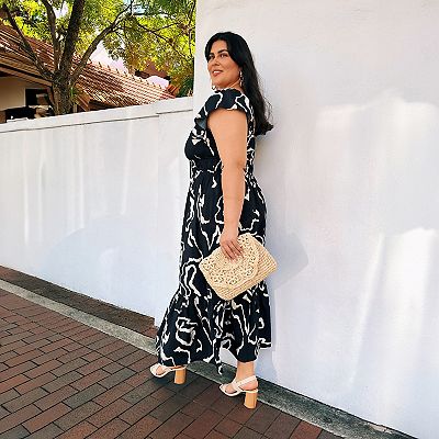 Plus Size Nine West Flutter Sleeve Maxi Dress