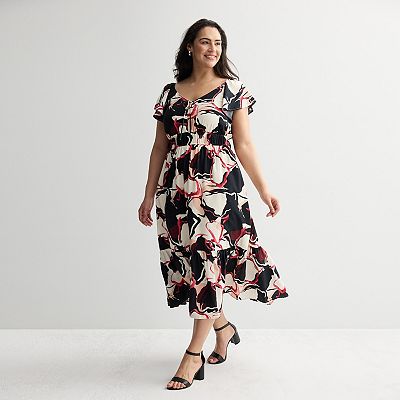 pink and black plus size dress Kai Plus Size Ribbon Tube Dress– Hello Curve main image 1