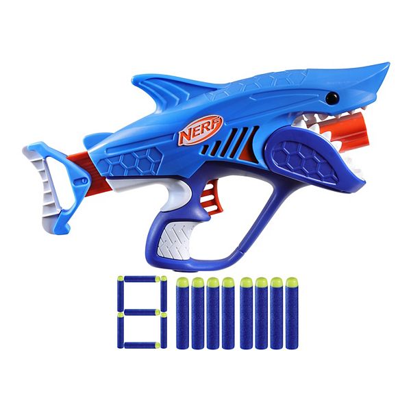 Nerf Wild Sharkfire, Easy Play Dart Blaster, 8 Nerf Elite Darts, Ages 6 & Up