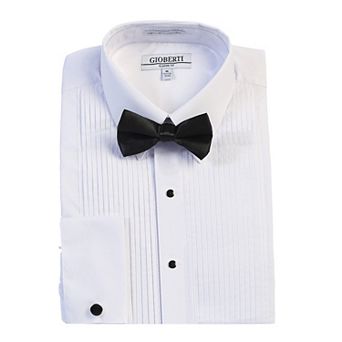 Gioberti Men's Kent Lay Down Collar Long Sleeve Tuxedo Dress Shirt With Bow Tie