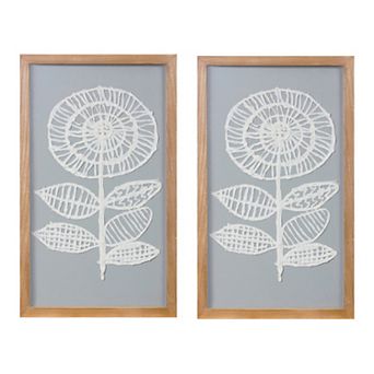Melrose Set of 2 Paper Mache Flowers Wall Art