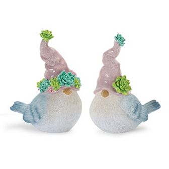 Melrose Set of 2 Succulent Bird Gnome Figurines