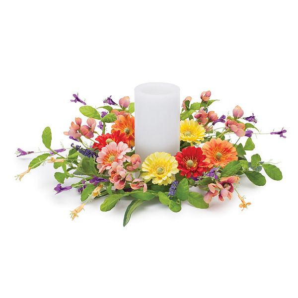 Melrose Mixed Artificial Floral Candle Ring Holder Table Decor
