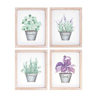 Melrose Watercolor Herb Framed Wall Art 4-piece Set