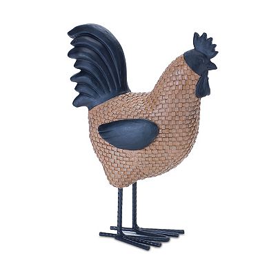 Melrose Faux Wicker Hen and Rooster Table Decor 2-piece Set