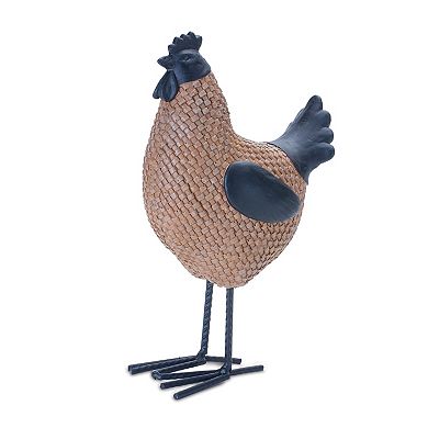 Melrose Faux Wicker Hen and Rooster Table Decor 2-piece Set