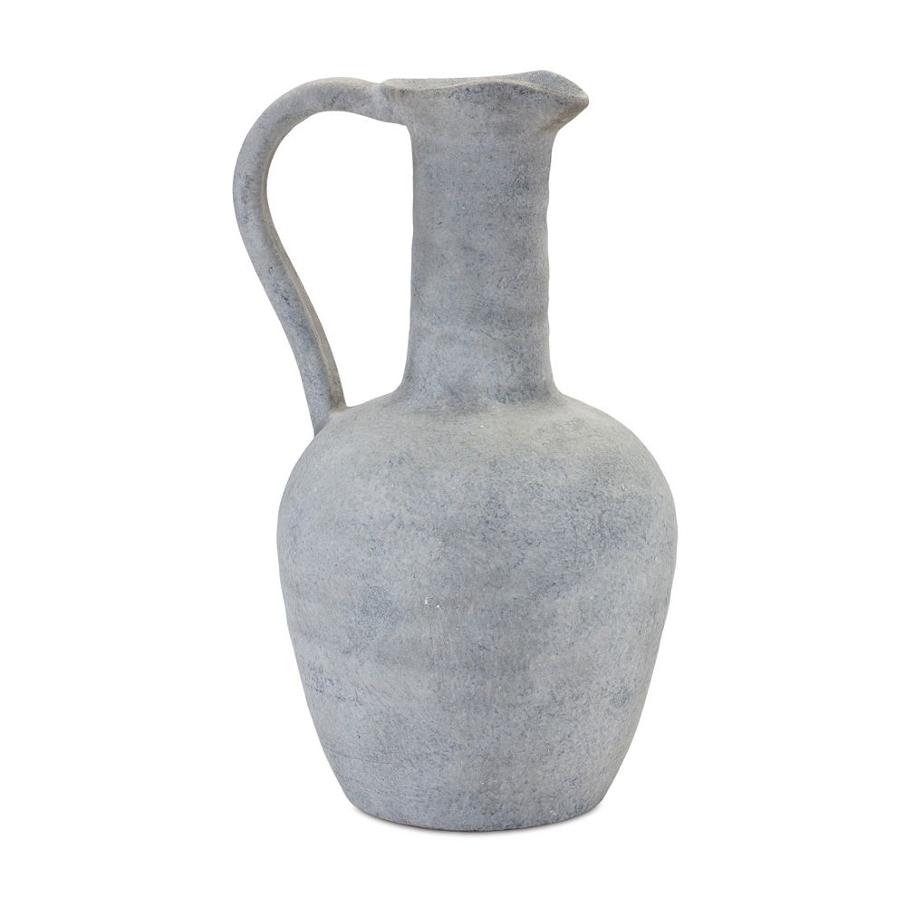 Melrose International Modern White Clay Pitcher Vase 13.5