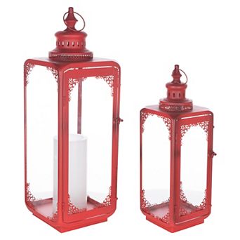 Melrose Ornate Curved Metal Lantern Table Decor 2 pc Set