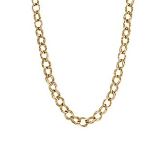 1928 Link Chain with Oval Faceted Crystal Pendant Necklace