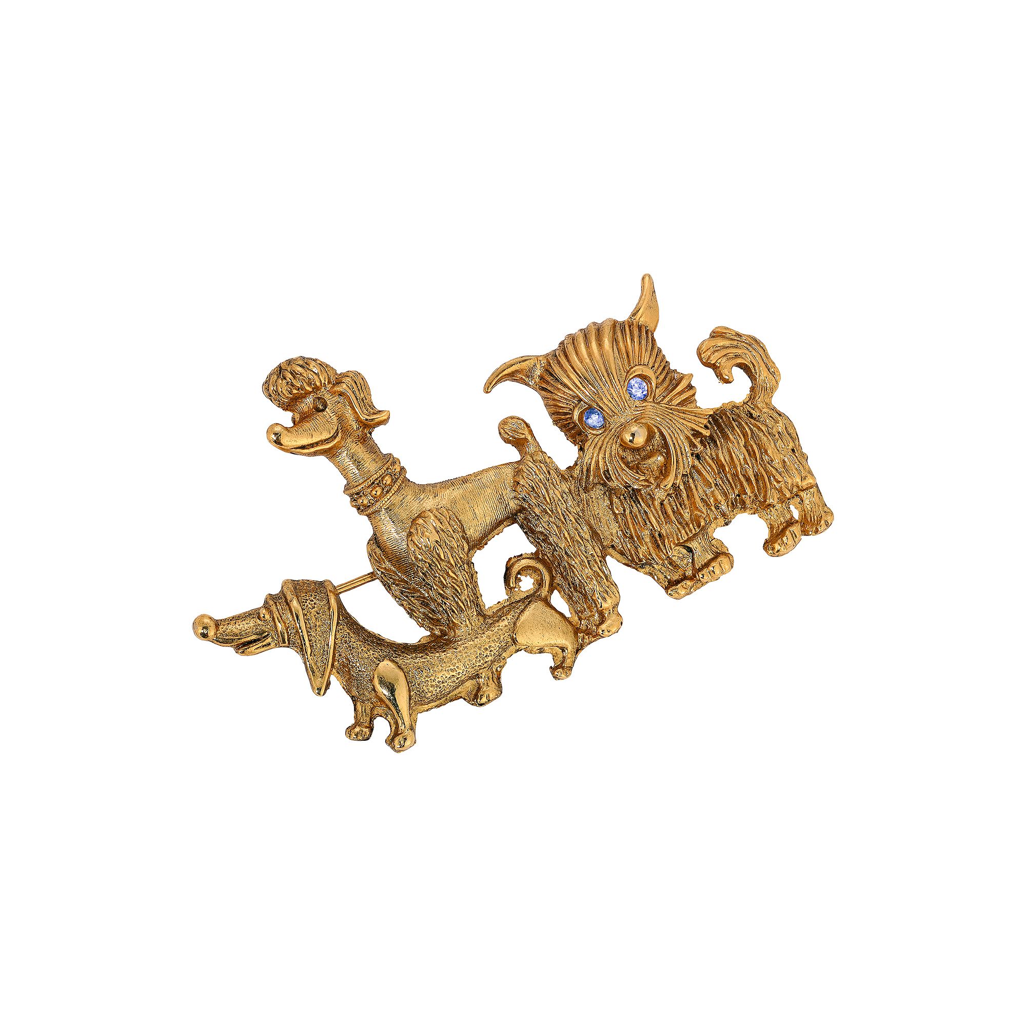 1928 Multiple Dog Pin, Womens, Gold