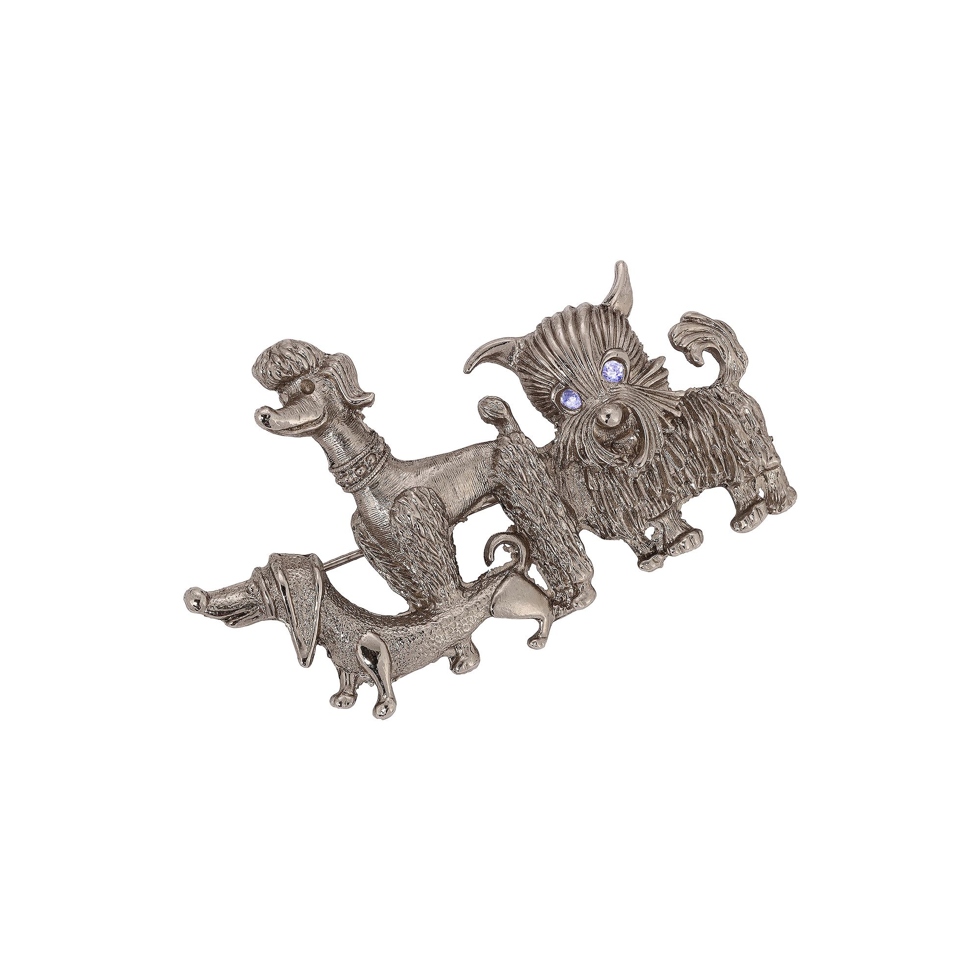 1928 Multiple Dog Pin, Womens, Silver