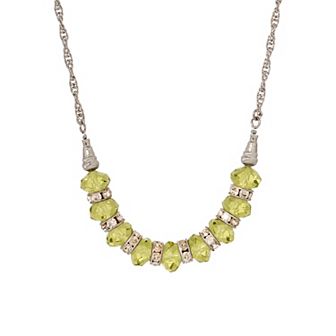 1928 Silver Tone Faceted Glass Bead Crystal Necklace