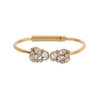 1928 Gold Tone Crystal Glass Stone Spring Bracelet