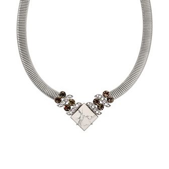 1928 Silver Tone Black Diamond White Howlite Necklace