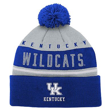 Youth Royal Kentucky Wildcats Redzone Jacquard Cuffed Knit Hat with Pom