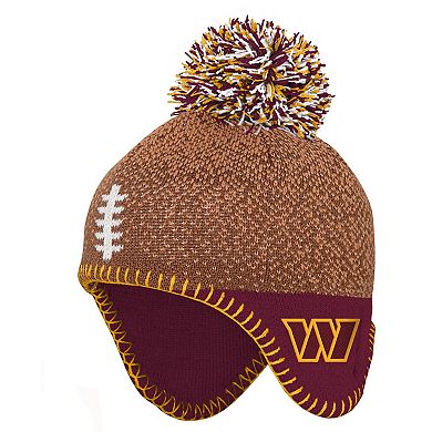 Infant Brown Washington Commanders Football Head Knit Hat with Pom