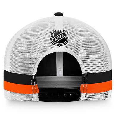 Men's Fanatics Branded Black/White Anaheim Ducks Fundamental Striped Trucker Adjustable Hat