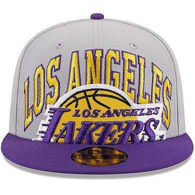 Men's New Era Gray/Purple Los Angeles Lakers Tip-Off Two-Tone 59FIFTY Fitted Hat
