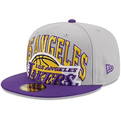 Men's New Era Gray/Purple Los Angeles Lakers Tip-Off Two-Tone 59FIFTY Fitted Hat