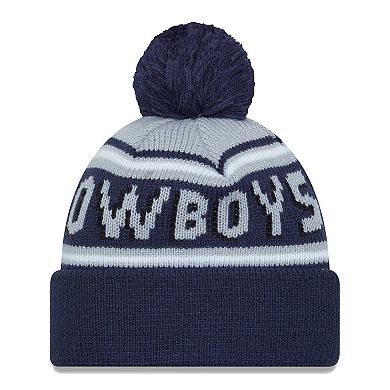 Men's New Era Navy Dallas Cowboys Main Cuffed Knit Hat with Pom