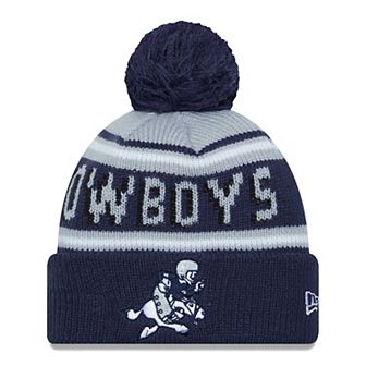 Youth New Era Gray/Navy Dallas Cowboys Gridiron Classics Main Cuffed Knit Hat with Pom