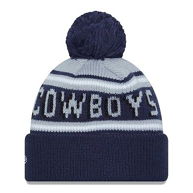 Youth New Era Gray/Navy Dallas Cowboys Gridiron Classics Main Cuffed Knit Hat with Pom