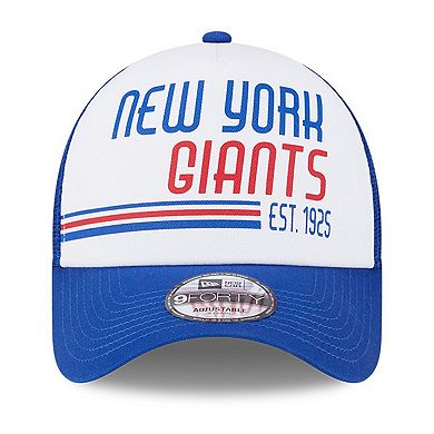 Men's New Era White/Royal New York Giants Stacked A-Frame Trucker 9FORTY Adjustable Hat
