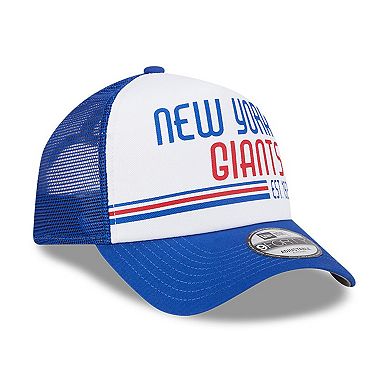 Men's New Era White/Royal New York Giants Stacked A-Frame Trucker 9FORTY Adjustable Hat