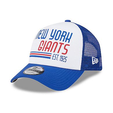 Men's New Era White/Royal New York Giants Stacked A-Frame Trucker 9FORTY Adjustable Hat