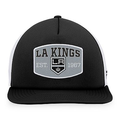 Men's Fanatics Branded Black/White Los Angeles Kings Foam Front Patch Trucker Snapback Hat