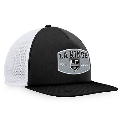 Men's Fanatics Branded Black/White Los Angeles Kings Foam Front Patch Trucker Snapback Hat