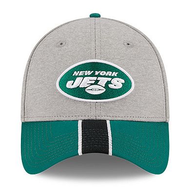 Men's New Era Heather Gray/Green New York Jets Striped 39THIRTY Flex Hat