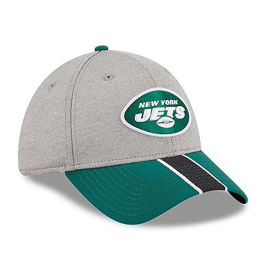Men's New Era Heather Gray/Green New York Jets Striped 39THIRTY Flex Hat