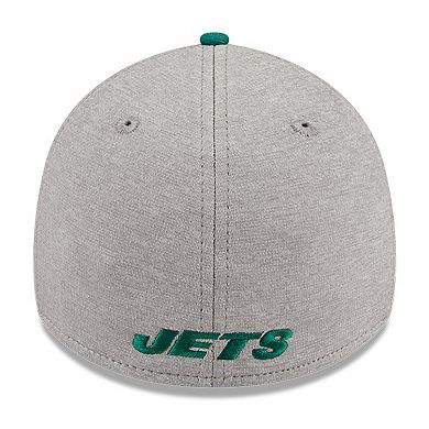 Men's New Era Heather Gray/Green New York Jets Striped 39THIRTY Flex Hat