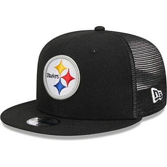 Youth New Era Black Pittsburgh Steelers Main Trucker 9FIFTY Snapback Hat