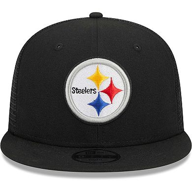Youth New Era Black Pittsburgh Steelers Main Trucker 9FIFTY Snapback Hat